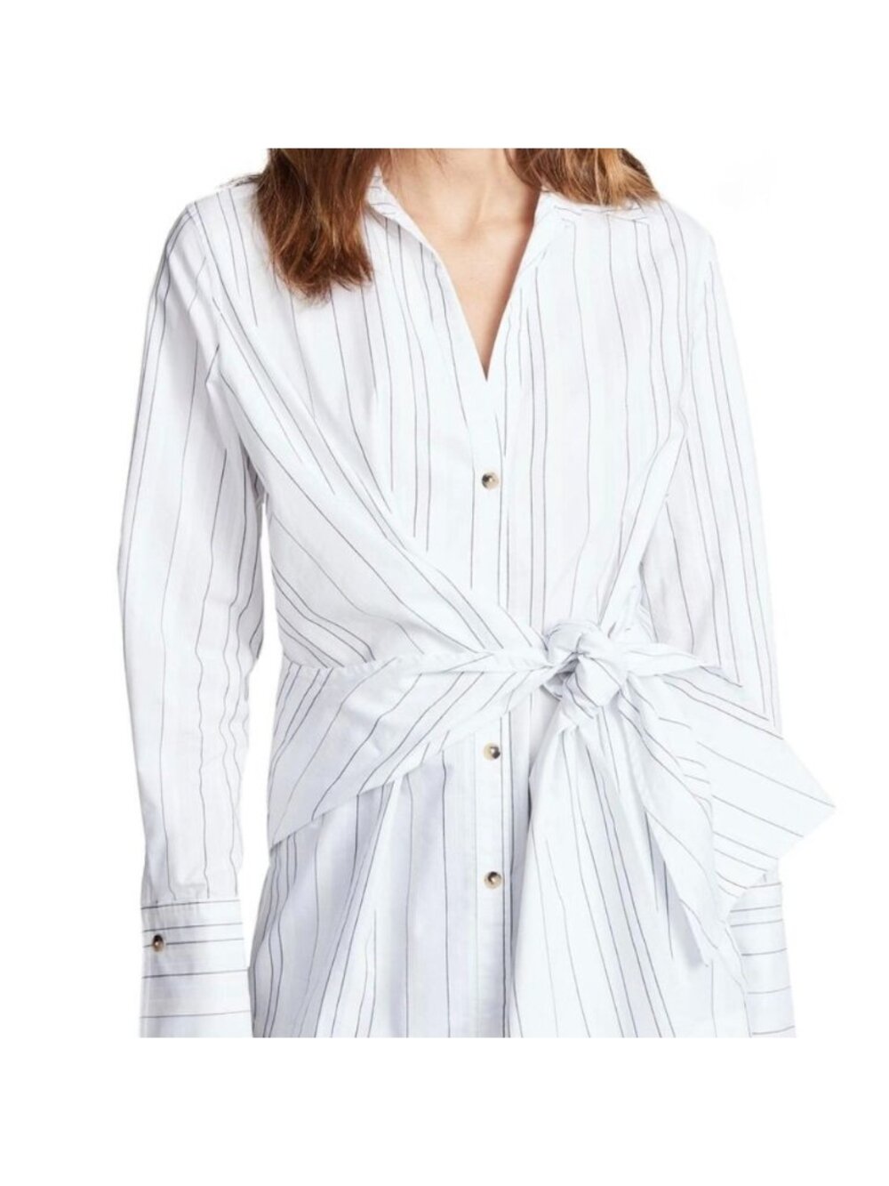 Brochu Walker Crewe Wrap Shirt in Arcadia White Stripe, XS